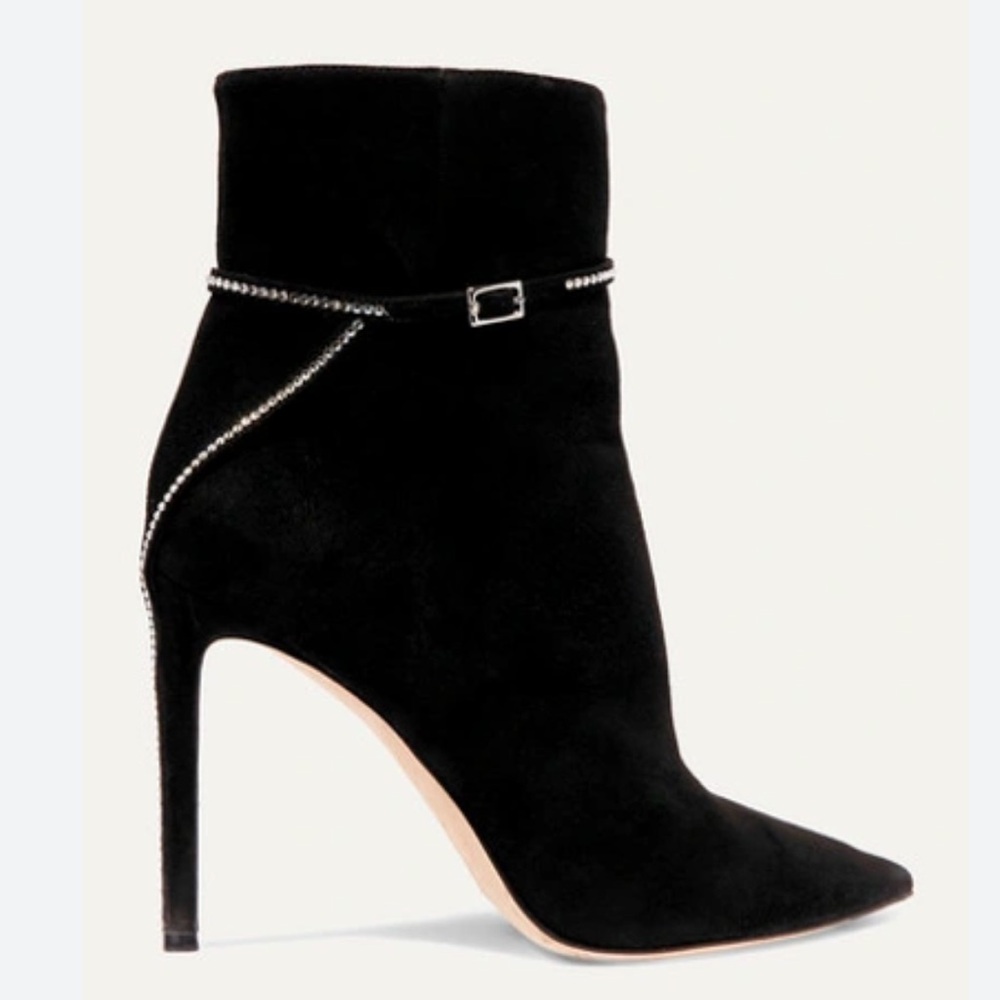 Jimmy Choo Women’s Leille Black Crystal Heeled Ankle Boots, Size 39, NWT